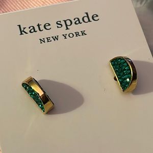 NWT Kate Spade Sliced Scallop Pave Stud Earrings Emerald Green